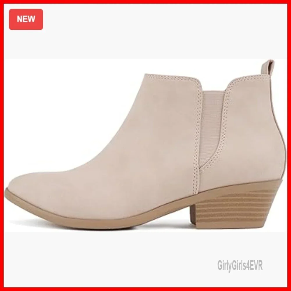 Pointed Toe Ankle Booties with Zipper and Elastic Gore Low Heel
